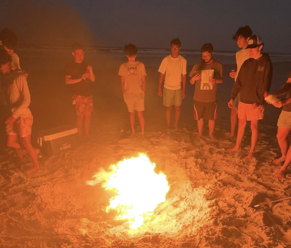 A Bonfire portraying the beautiful view and endless horizons of the Outer Banks show. 
